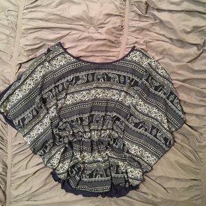 Blue & White Elephant Design Blouse